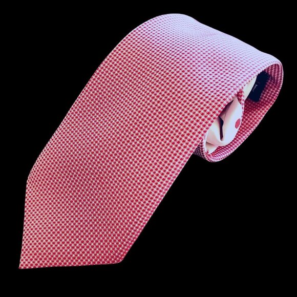 Red Tie Pink Polka Dot Rosso Bianco 3.25 Inch Wide 60 Inches Long Polyester - Picture 1 of 9